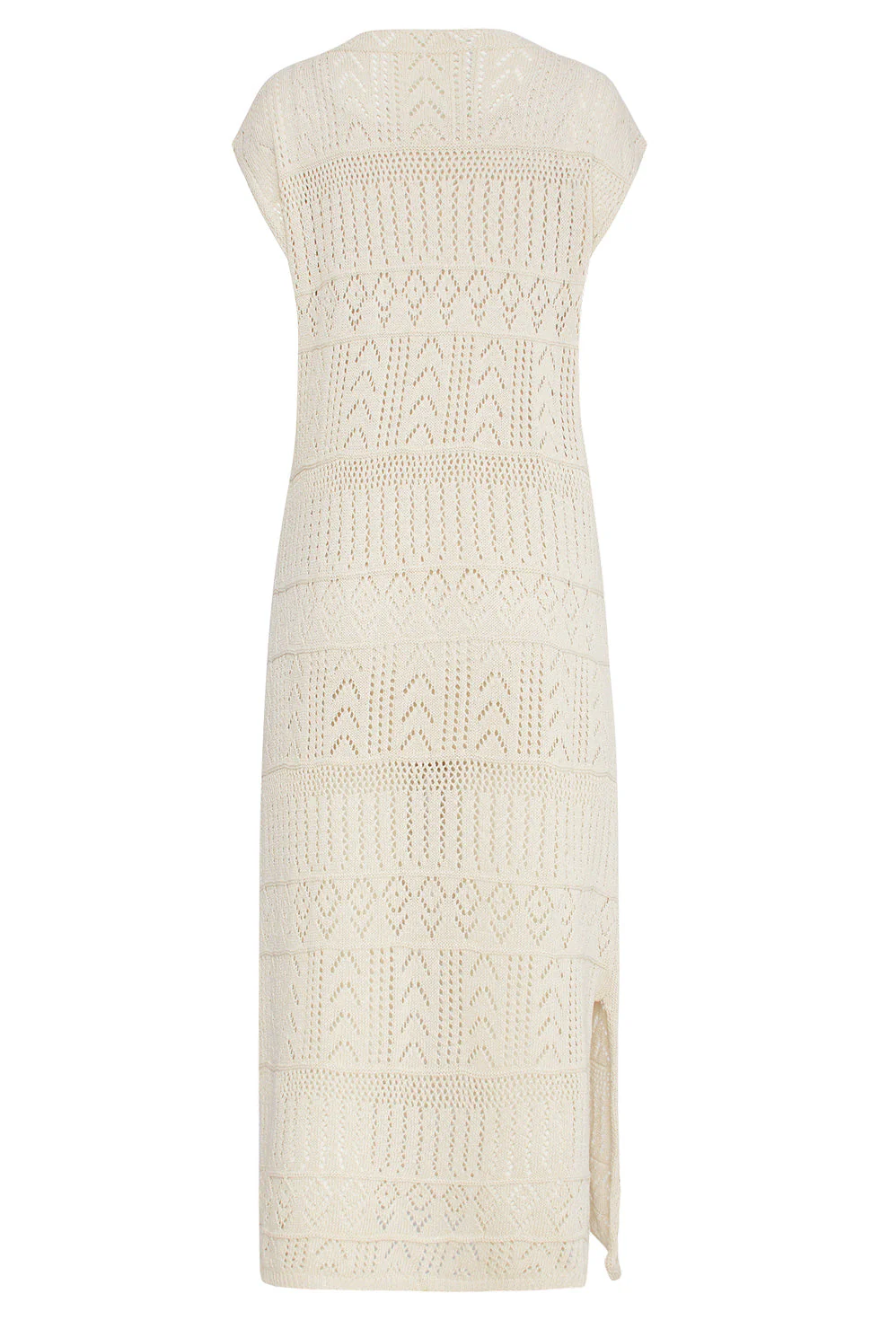 25214 Off White Crochet Midi Jurk | Off White - Image 7