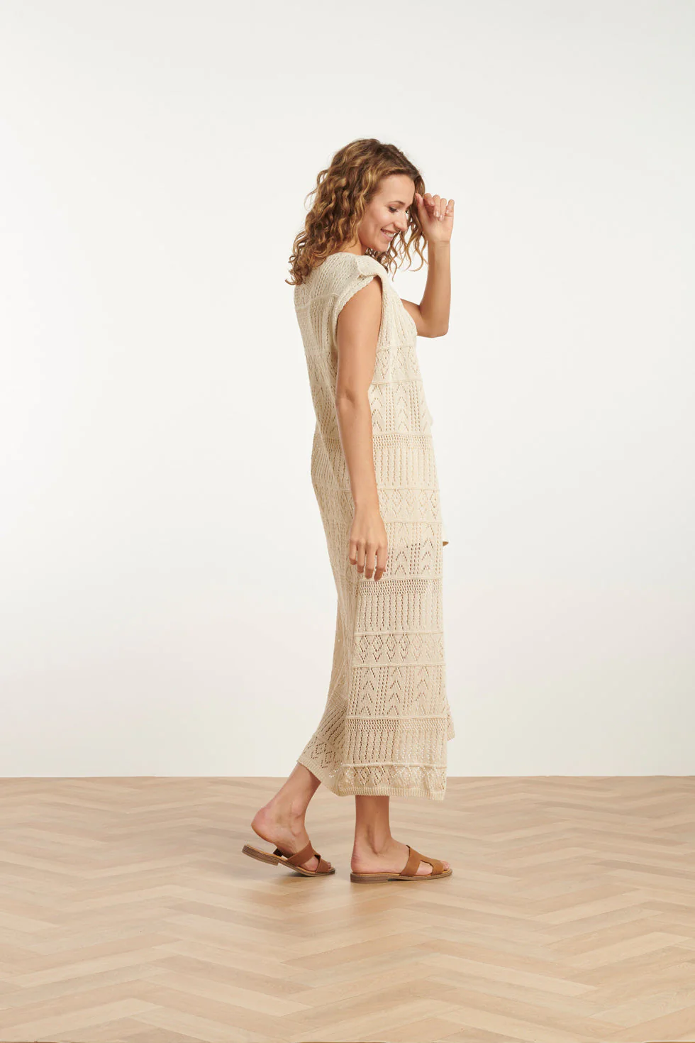 25216 Off White Crochet Midi Cardigan | Off White - Image 5