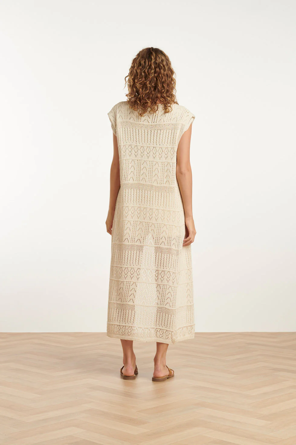 25216 Off White Crochet Midi Cardigan | Off White - Image 6
