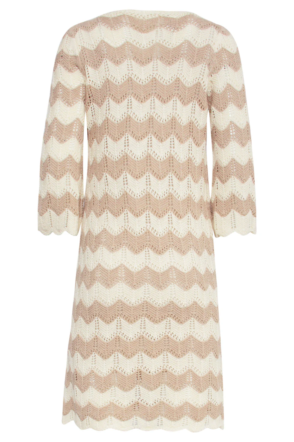 25219 E Zigzag Crochet Jurk | Off White - Sand - Image 7