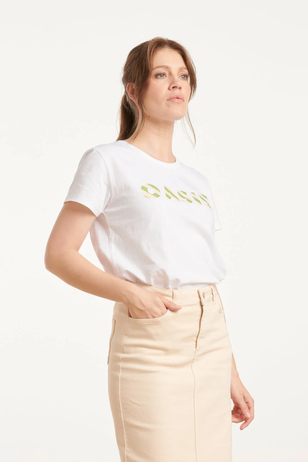 25225 Te Katoenen T-Shirt Met Oasis Print | White - Muticolour - Image 4