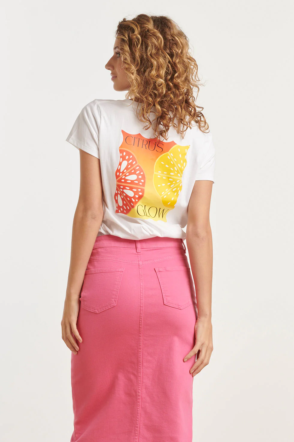 25227 Te Katoenen T-Shirt Met Citrus Glow Print | White - Muticolour - Image 6