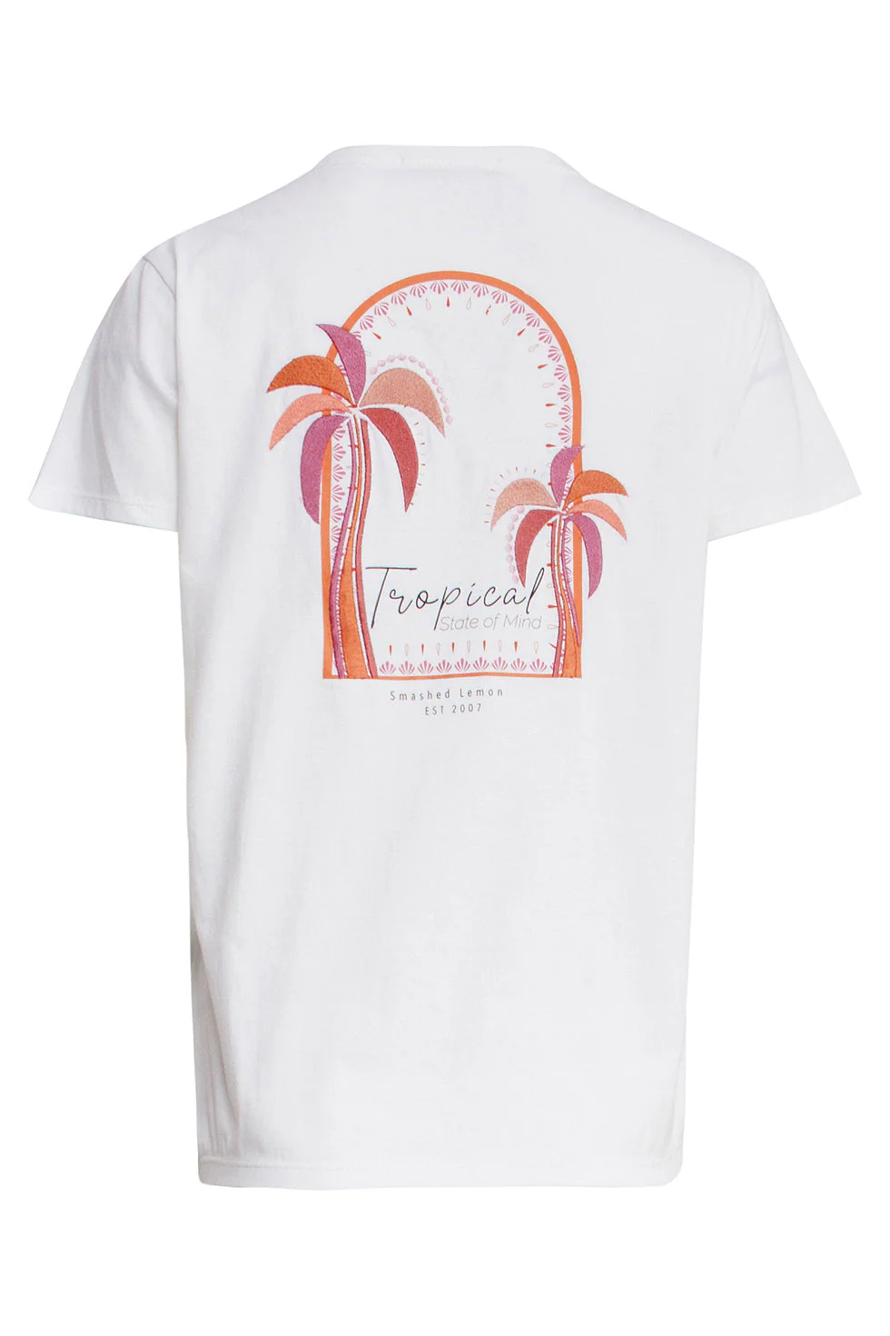 25229 Te Katoenen T-Shirt Met Palm Printborduurwerkperzik | White - Muticolour - Image 7