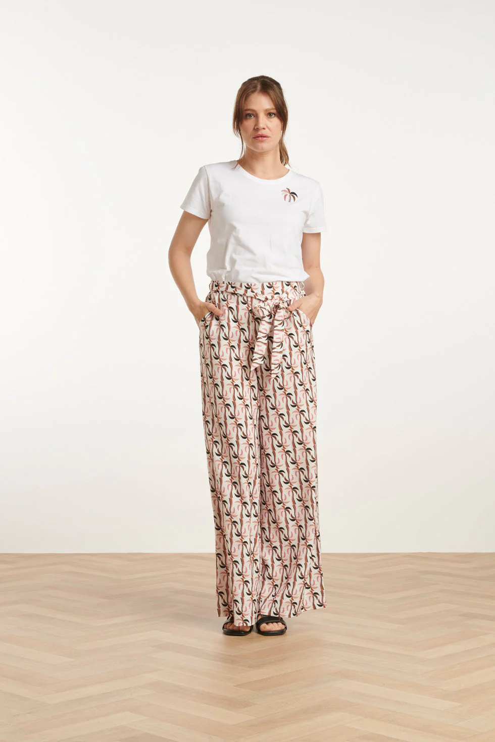 25230 Te Katoenen T-Shirt Met Palmprintmauve E Hues | White - Muticolour - Image 3