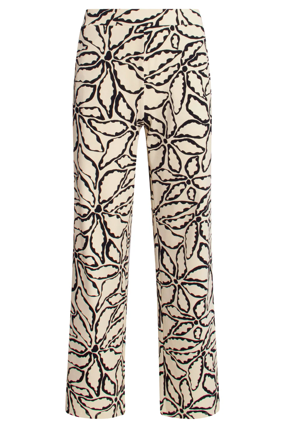 25235 Wide Leg Travel Quality Broek Met E Bloemenprint | Sand - Black - Image 2