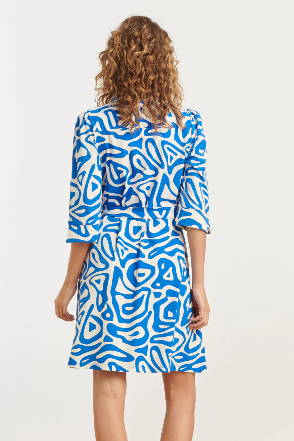25245 Cobaltte Grafische Geprinte Jurktravelkwaliteit | Cobalt - White - Image 6