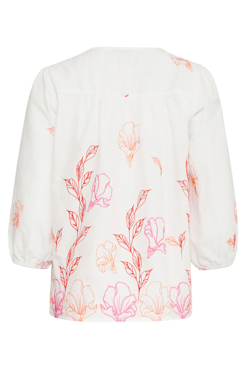 25262 Te Top Met  Bloemenborduurselsv-Hals | White - Muticolour - Image 7