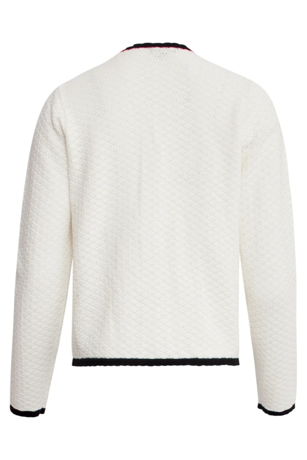 25265 Off White Knitted Cardigan Met E Contrast Details | Off White - Black - Image 7