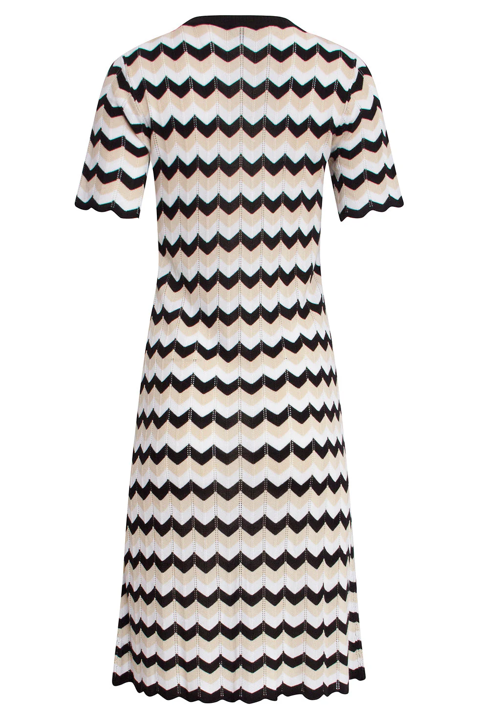 25267 Zigzag Gebreide Jurk, | Sand - Black - Image 7