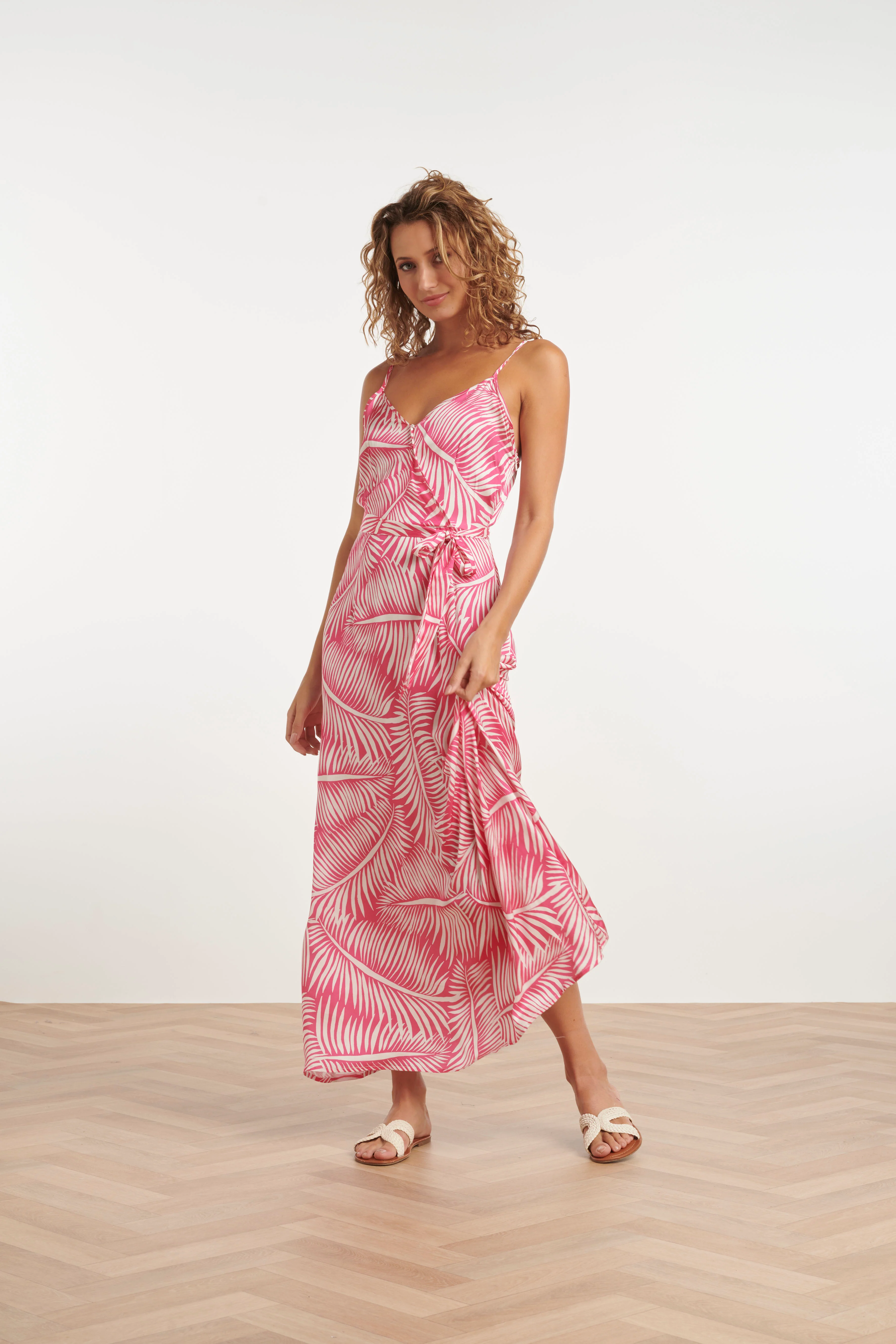 25340, Jurken | Fuchsia - White - Image 2