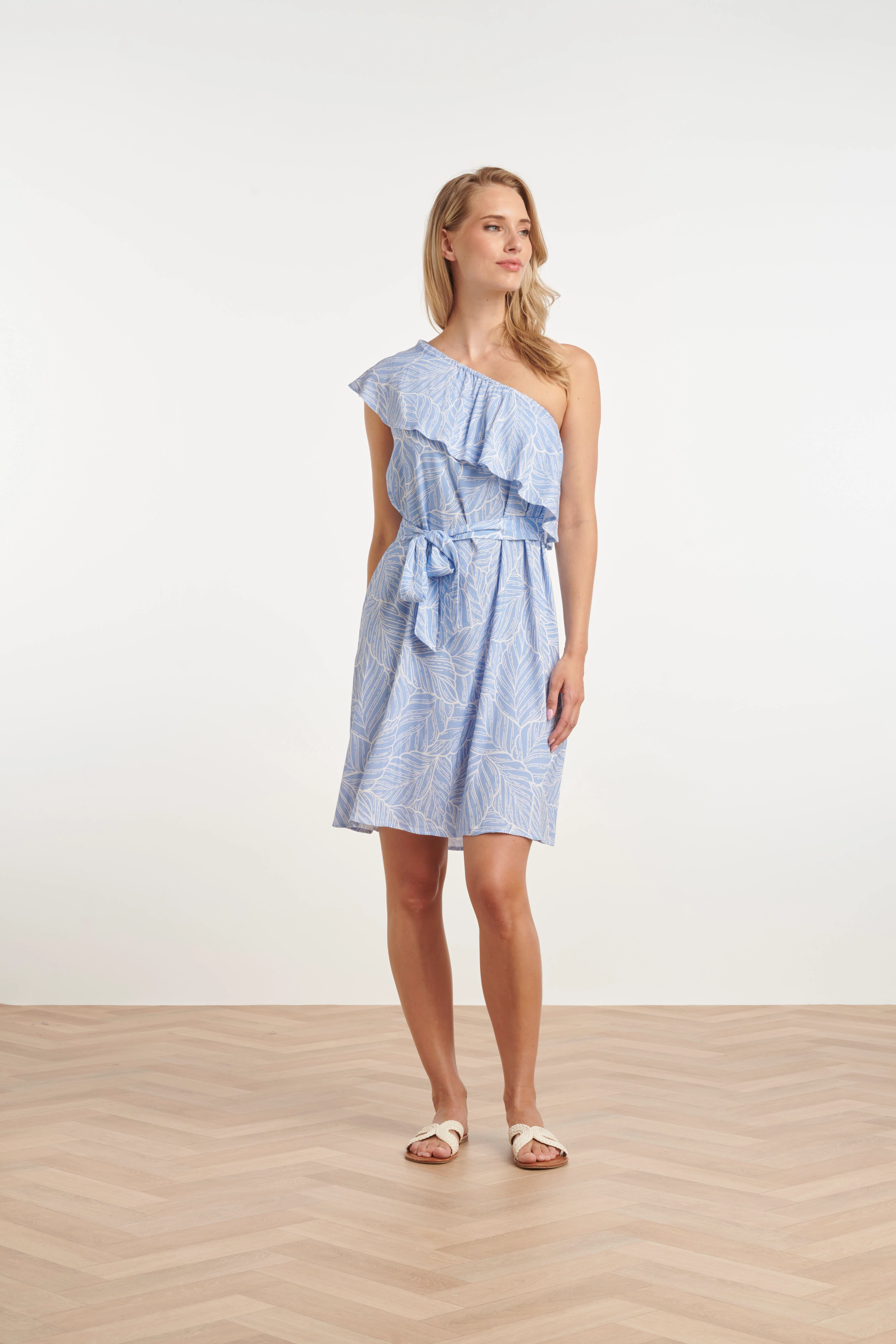 25348, Jurken | Light Blue - White - Image 2