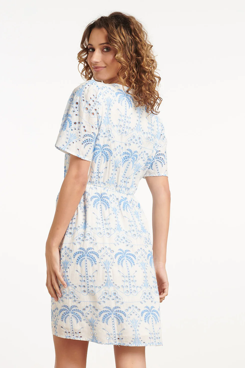 35001, Jurken | Off White - Light Blue - Image 5