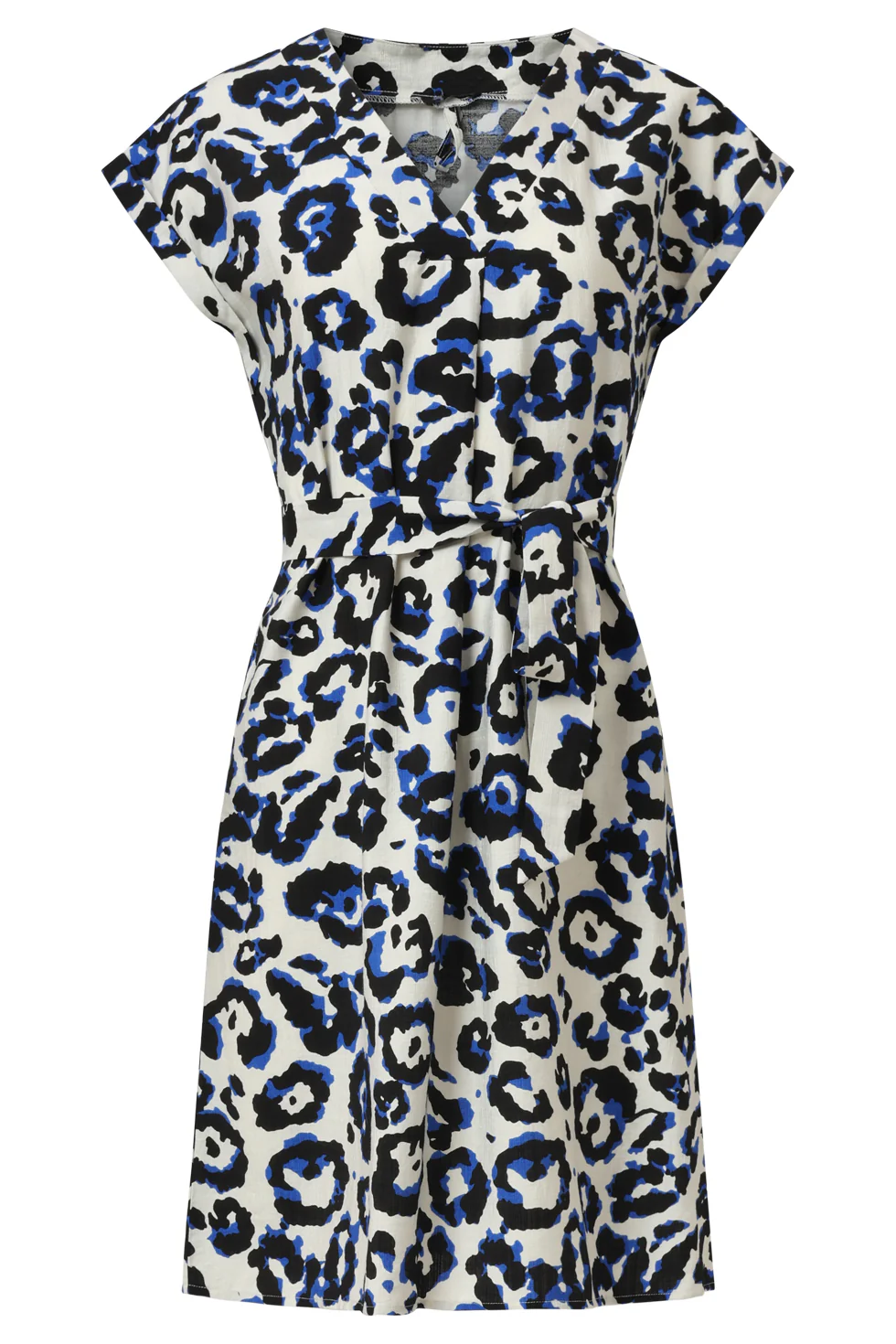 35103, Jurken | Off White - Blue - Image 2
