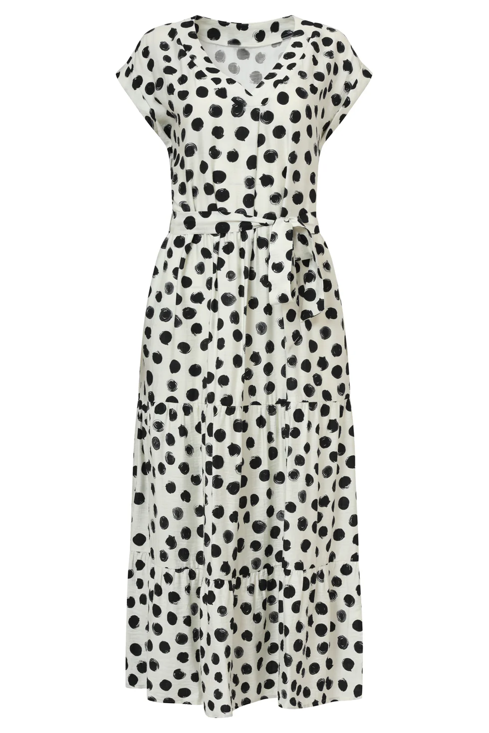 35104, Jurken | Off White - Black - Image 2