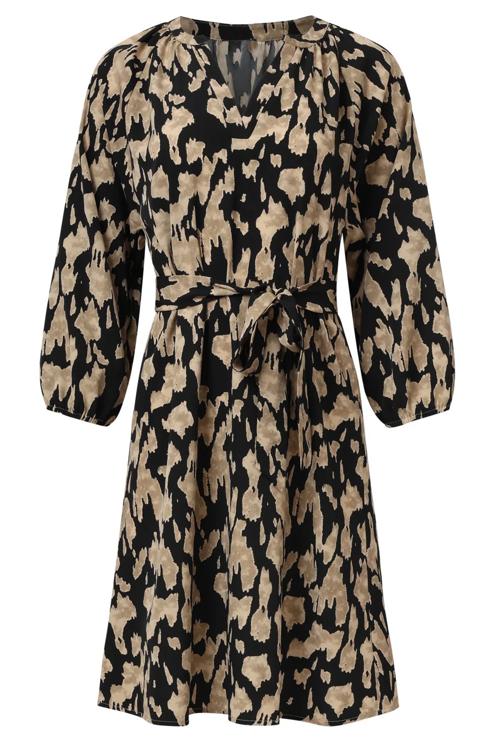 35119, Jurken | Sand - Black - Image 2