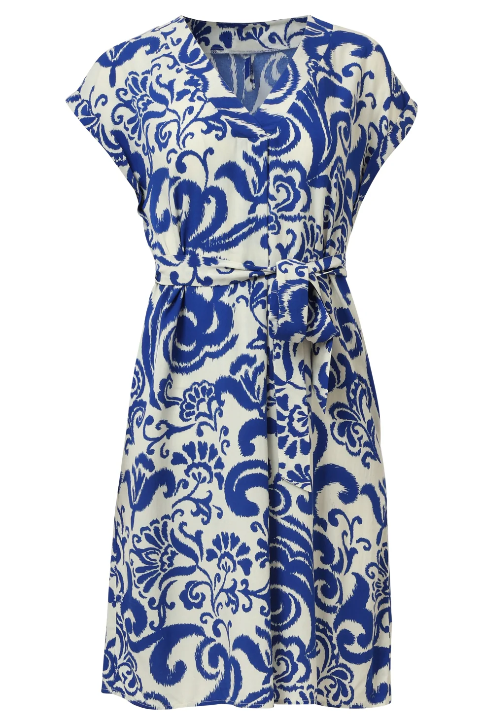 35140, Jurken | Off White - Cobalt