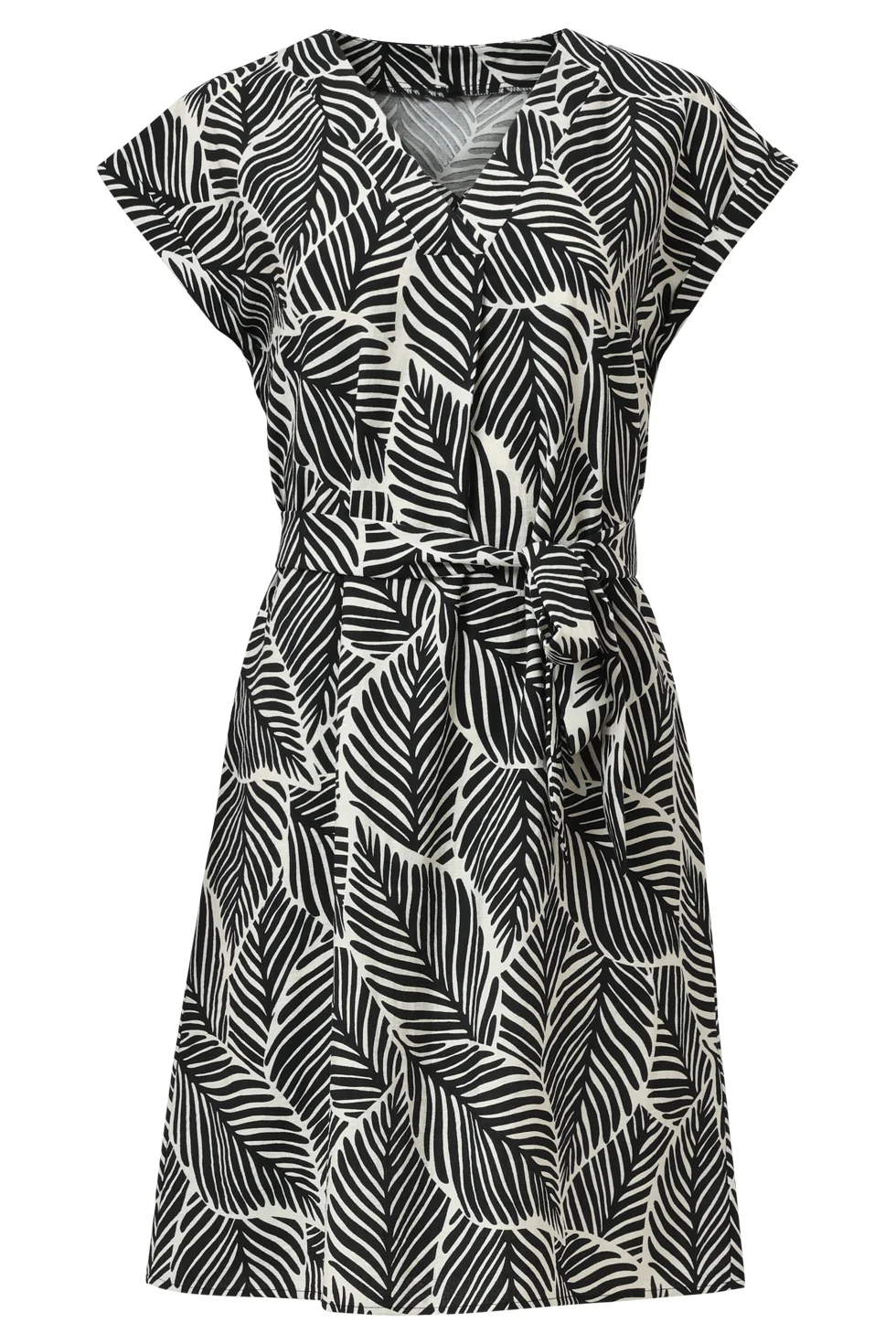 35141, Jurken | Off White - Black - Image 2