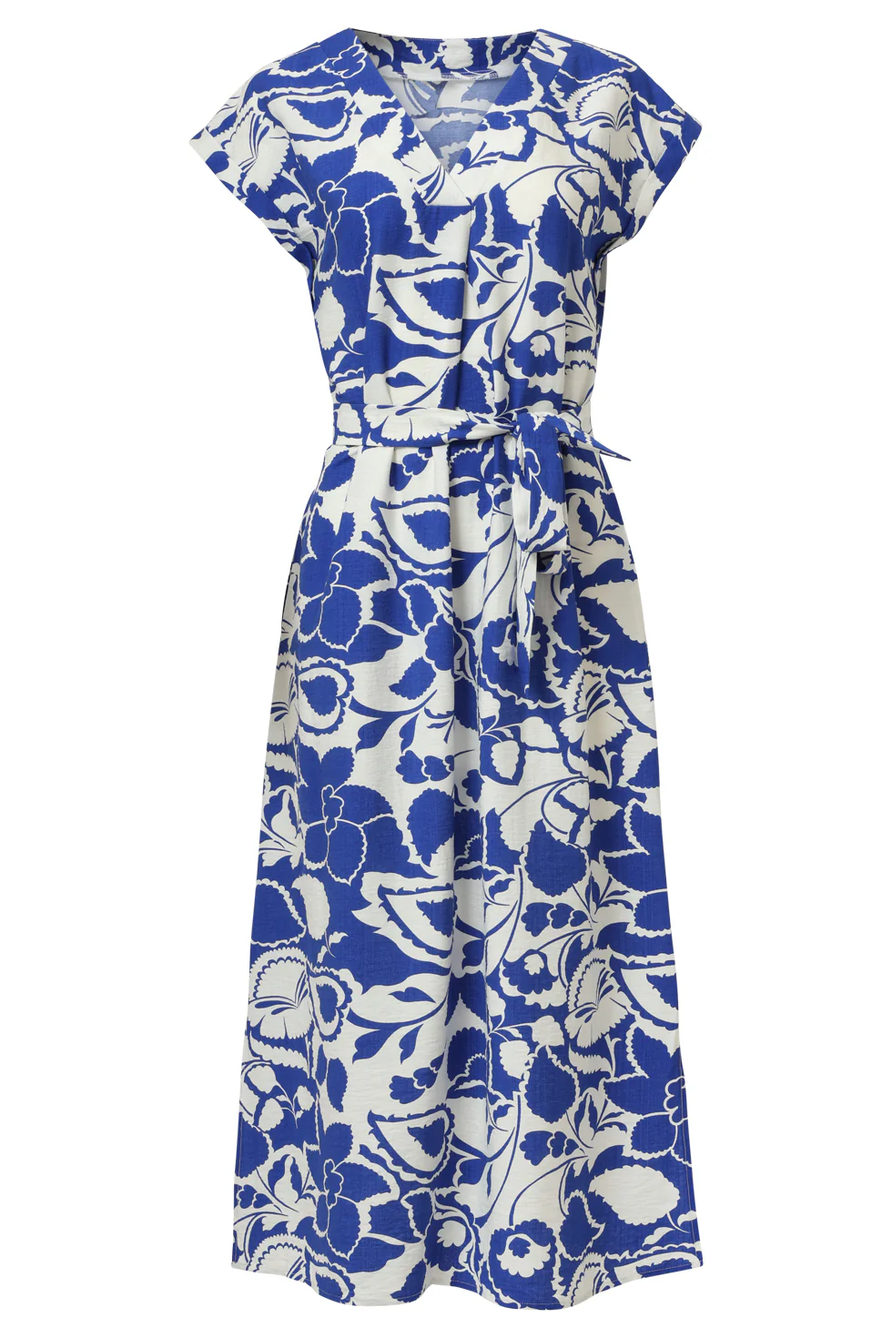 35172, Jurken | Off White - Cobalt - Image 2