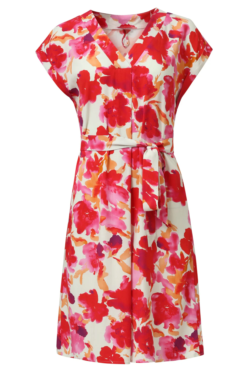 35174, Jurken | Off White - Red - Image 2