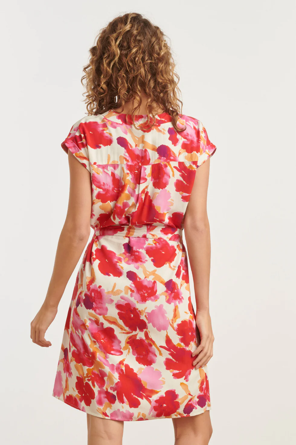 35174, Jurken | Off White - Red - Image 6