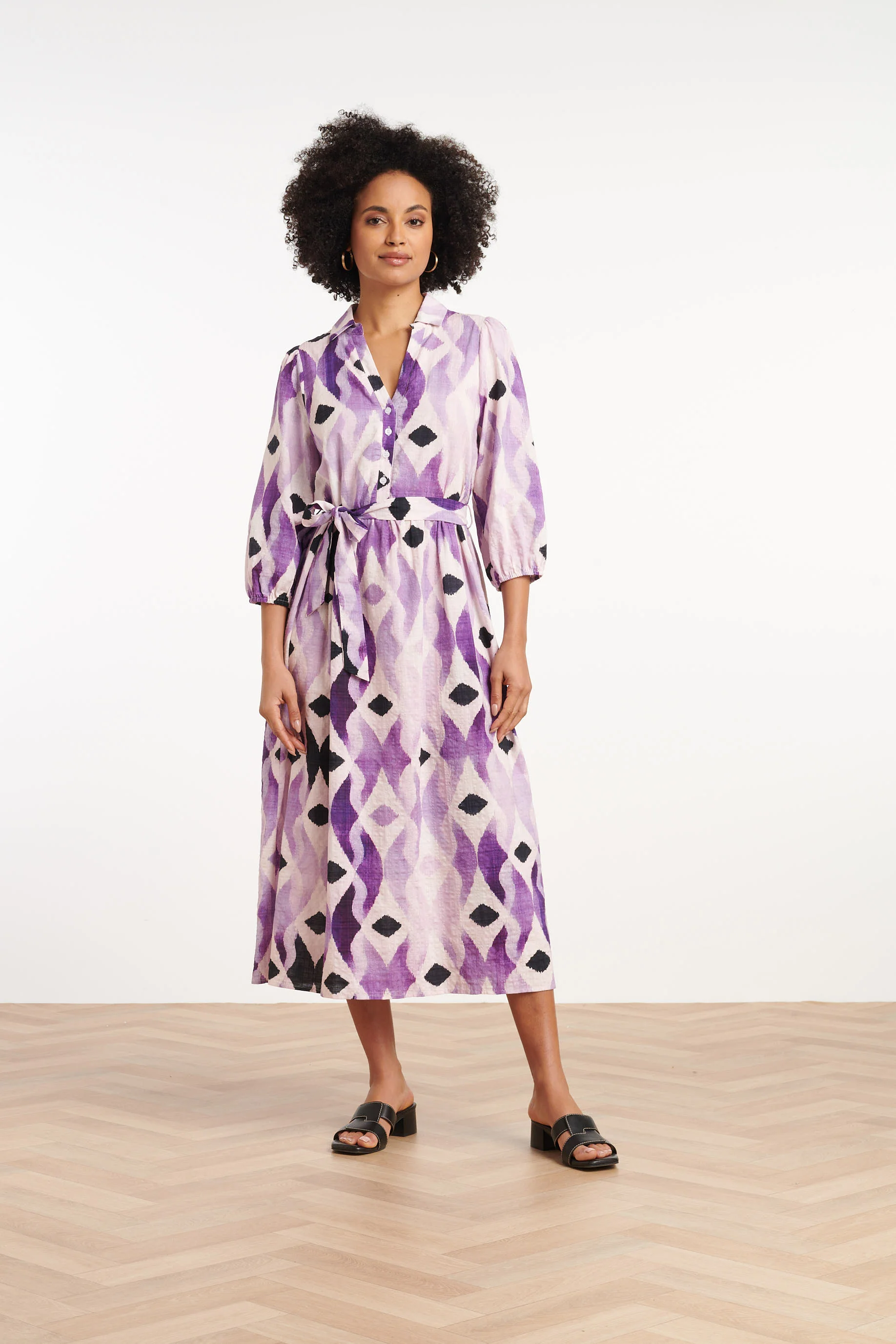 35184, Jurken | Off White - Purple