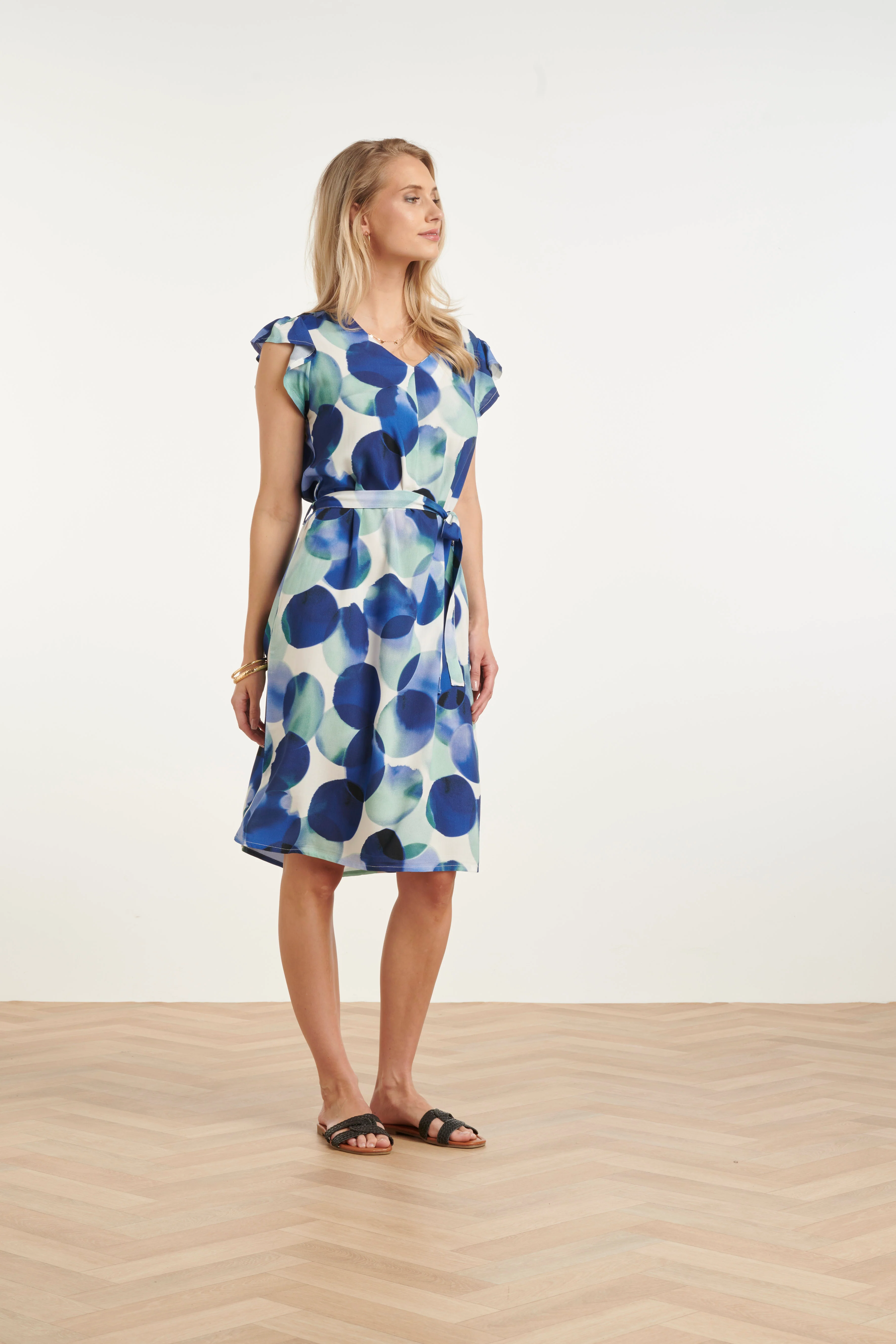 35211, Dress | White - Blue - Image 3