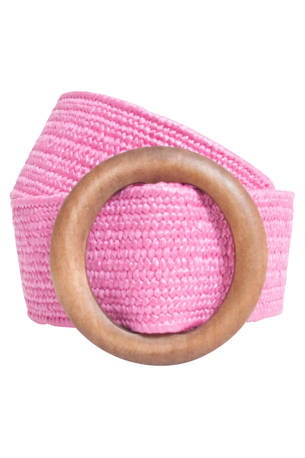 52002 Roze Stretch Riem Met Ronde Donkerhouten Gesp - Image 2