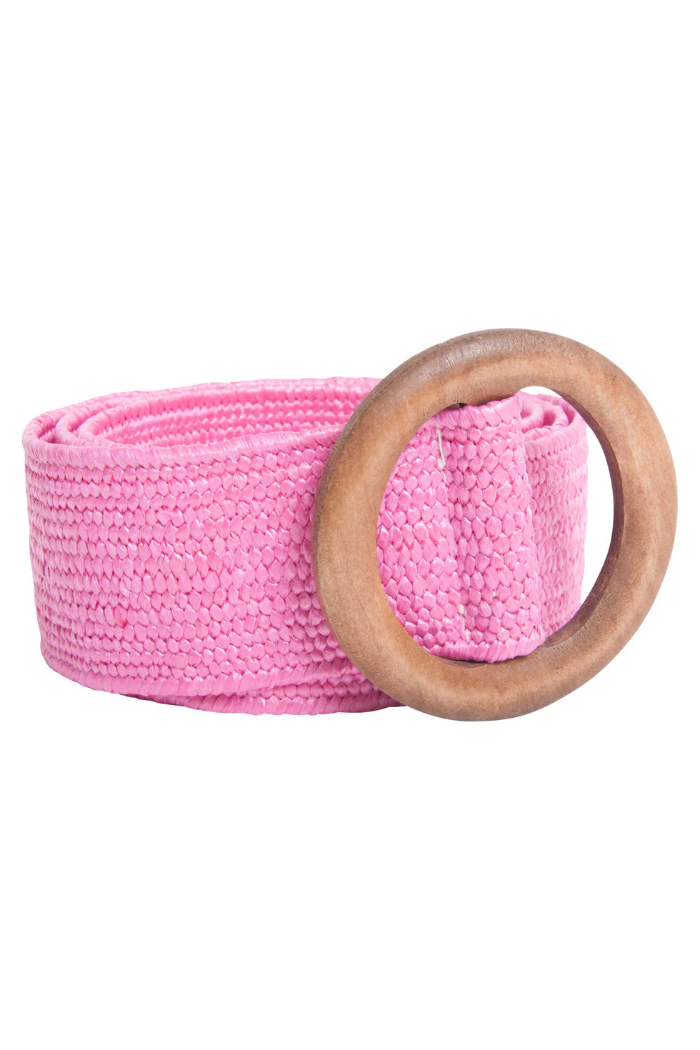 52002 Roze Stretch Riem Met Ronde Donkerhouten Gesp - Image 3