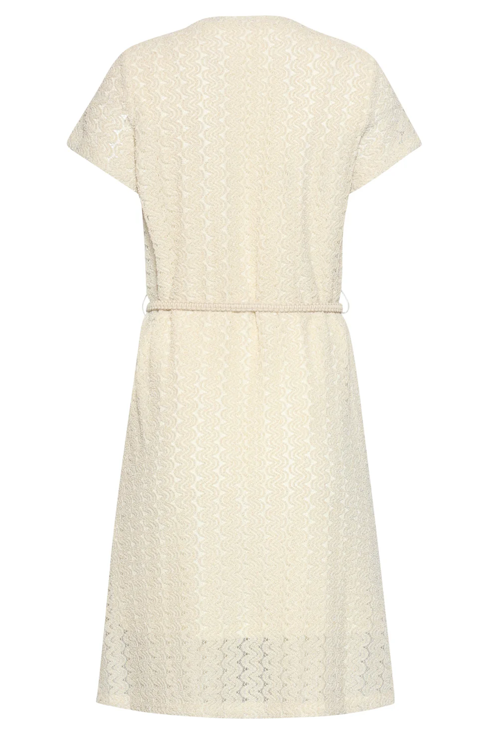 A-Lijn Jurk Met Kant-Look En Sierkoord | Off White - Image 6