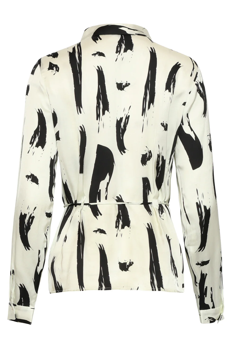 Abstracte Blouse Met Tailleceintuur | Off White - Black - Image 7