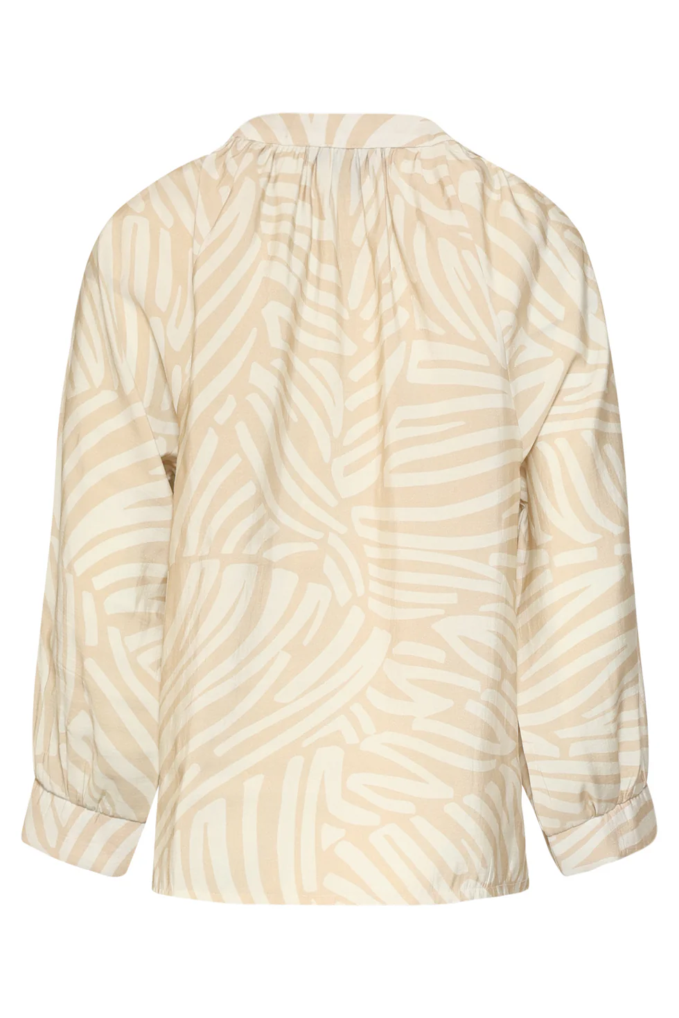 Beige Blouse Met Abstracte Print En Halflange Mouwen | Dark Sand - Off White - Image 14