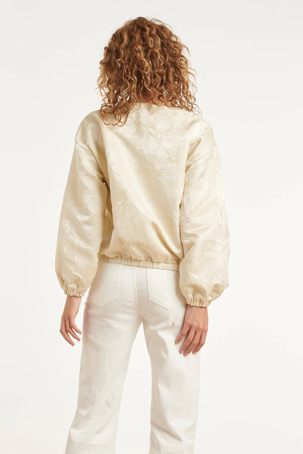 Beige Bomberjack Met Ton-Sur-Ton Bloemenprint | Gold - Image 6
