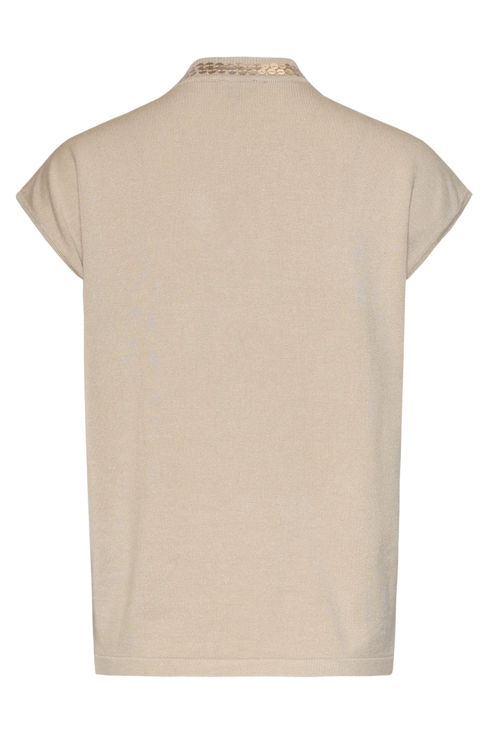 Beige Gebreide Top Met Subtiele Glans En Pailletten Hals | Sand - Image 13