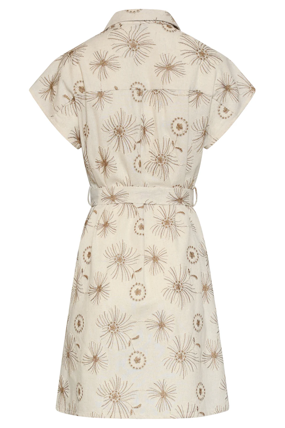 Beige Jurk Met Geborduurde Bloemen En Tailleceintuur | Sand - Dark Sand - Image 13