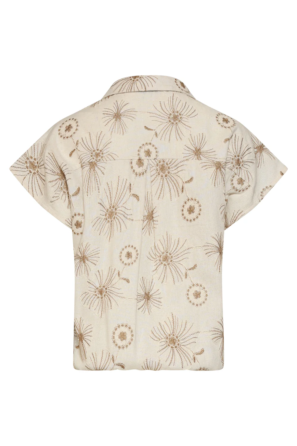 Beige Top Met Geborduurde Bloemen En Polo Kraag | Sand - Dark Sand - Image 14