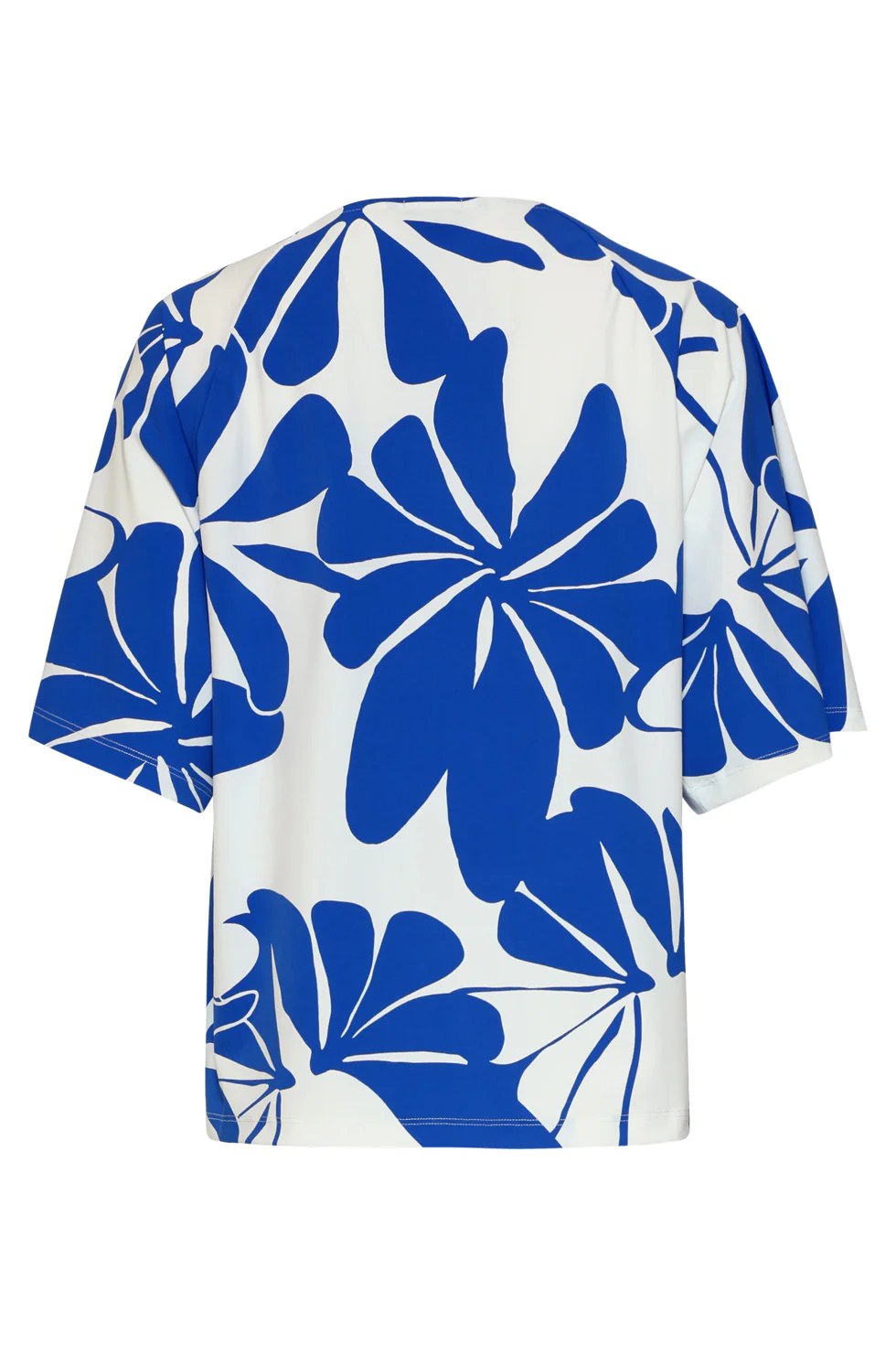 Blauw-Witte Travel Top Met Grafische Bloemenprint | Cobalt - White - Image 9