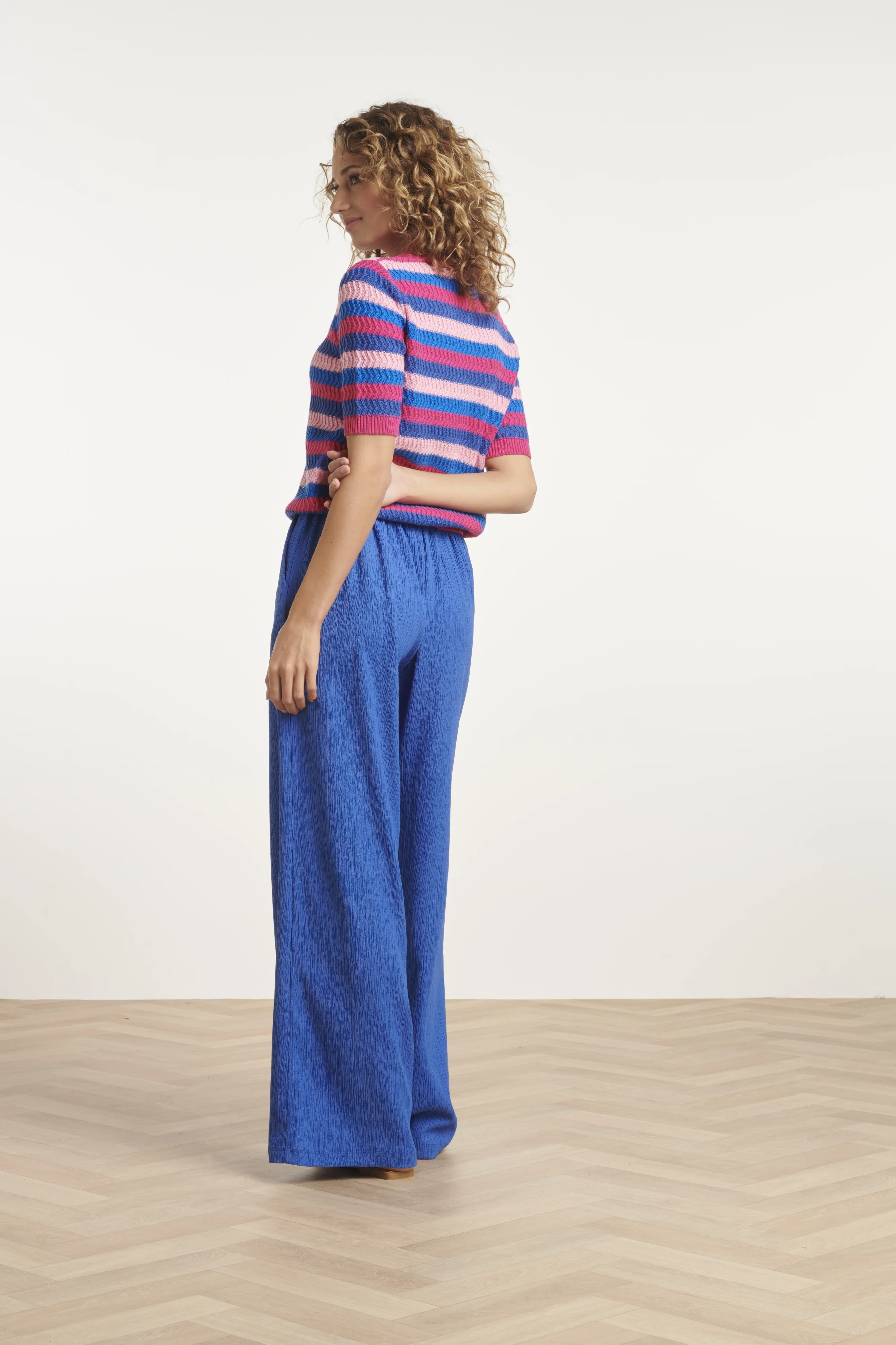 Blauwe Broek Met Wijde Pijpen En Hoge Taille | Blue - Image 5