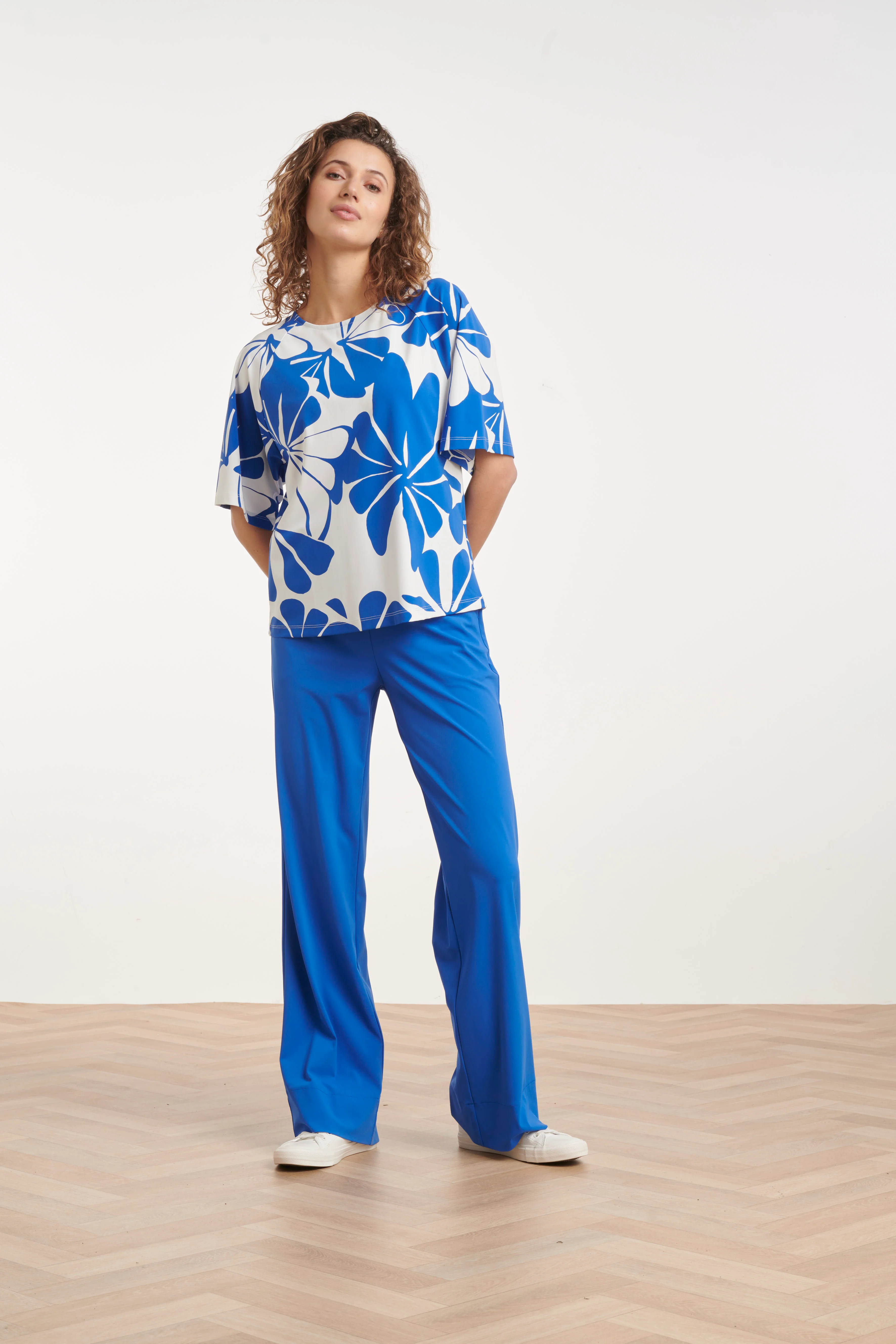 Blauwe Wide Leg Broek Met Hoge Taille | Cobalt