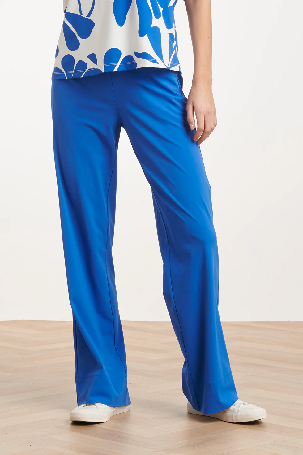 Blauwe Wide Leg Broek Met Hoge Taille | Cobalt - Image 4