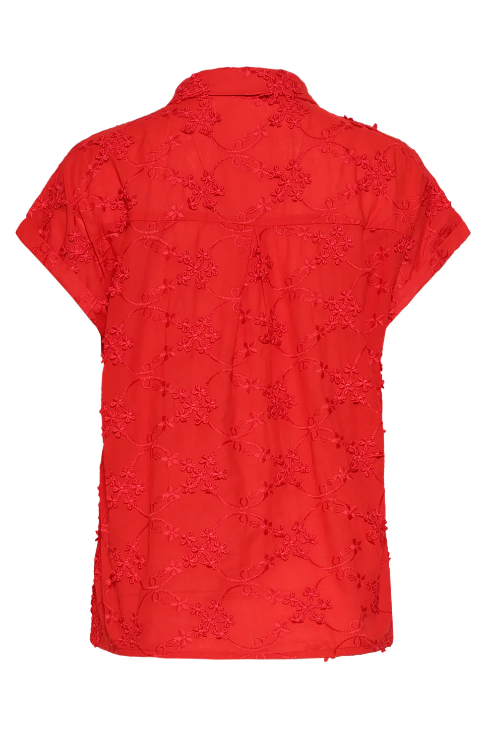 Blouse Met Bloemen Borduursel En Korte Mouwen | Red - Image 7
