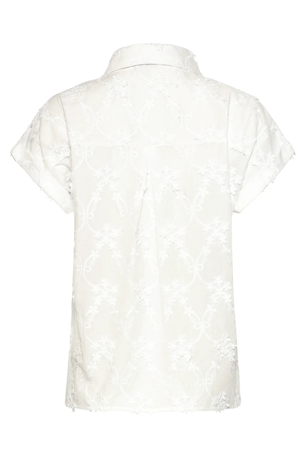 Blouse Met Bloemen Borduursel En Korte Mouwen | White - Image 7
