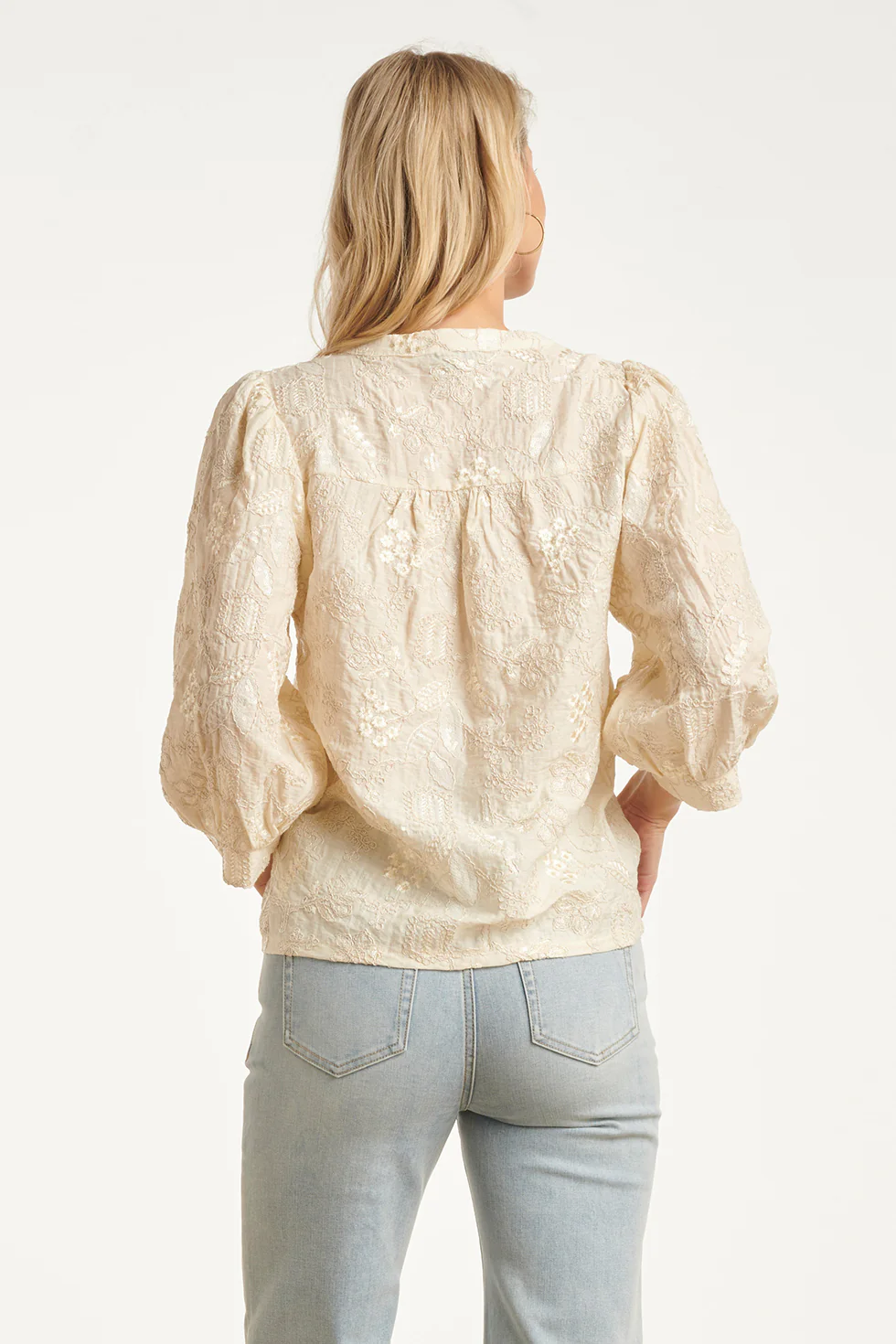 Blouse Met Borduurdetails En Pailletten En 3/4 Mouwen | Off White - Silver - Image 12