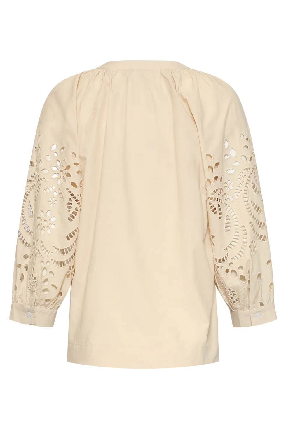 Blouse Met Broderie Pofmouw Detail | Sand - Image 13