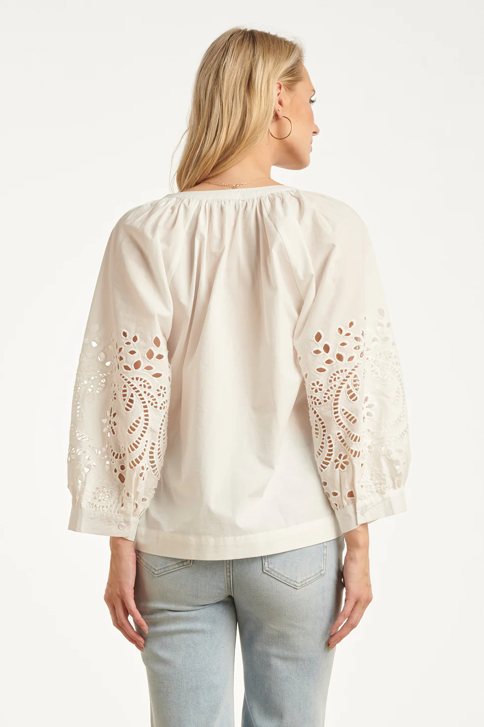 Blouse Met Broderie Pofmouw Detail | White - Image 12