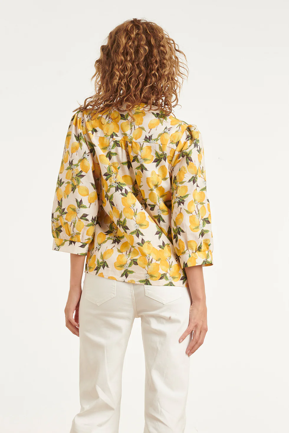 Blouse Met Citroenprint In Geel En Groen En Knoopsluiting | Off White - Yellow - Image 6