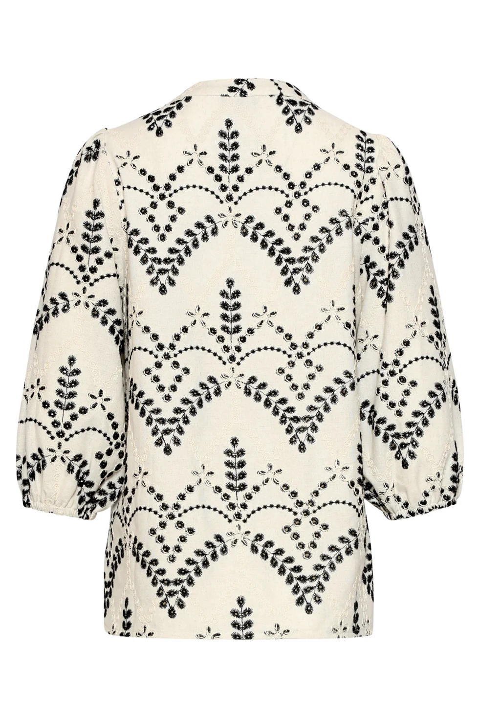 Blouse Met Gedetailleerd Borduurwerk En Ballonmouwen | Sand - Black - Image 7
