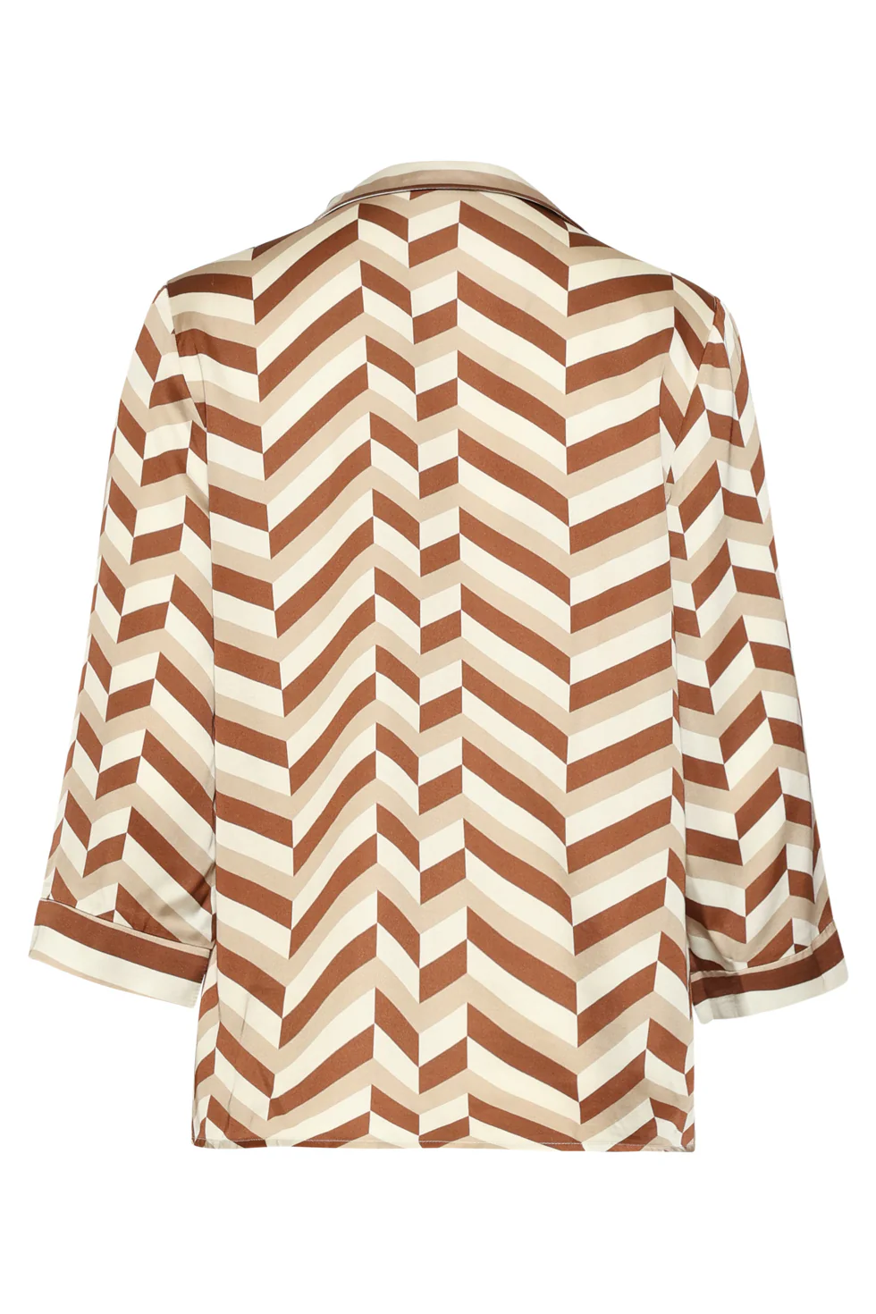 Blouse Met Grafische Chevron Print | Brown - Dark Sand - Image 9