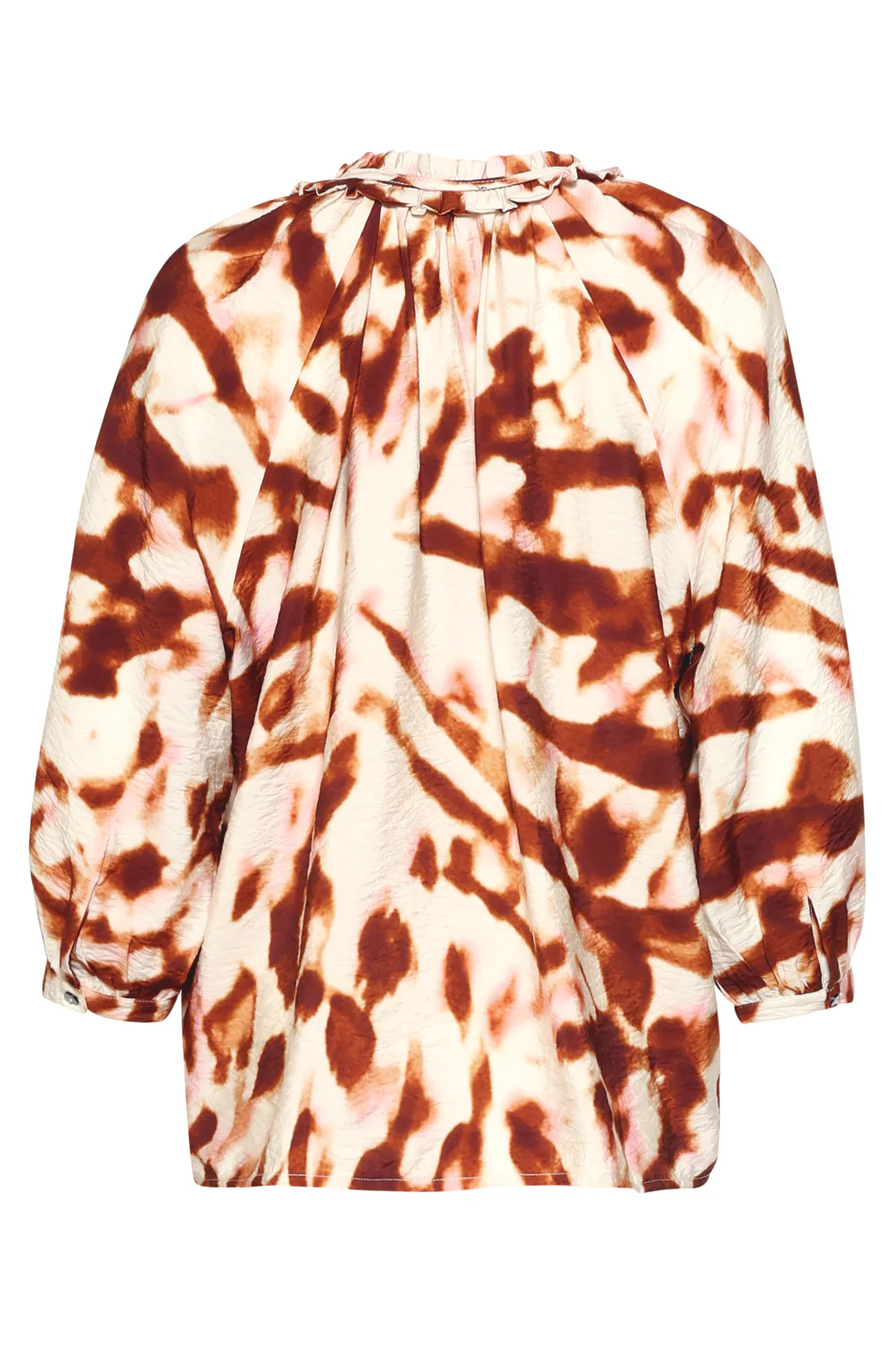 Blouse Met Tie-Dye Look En Ruches In Bruin En Roze | Brique - Muticolour - Image 7