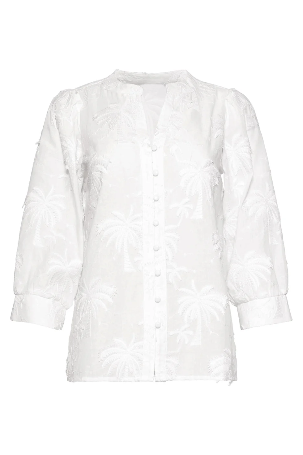 Blouse Met Tropisch Palmborduursel | White - Image 2