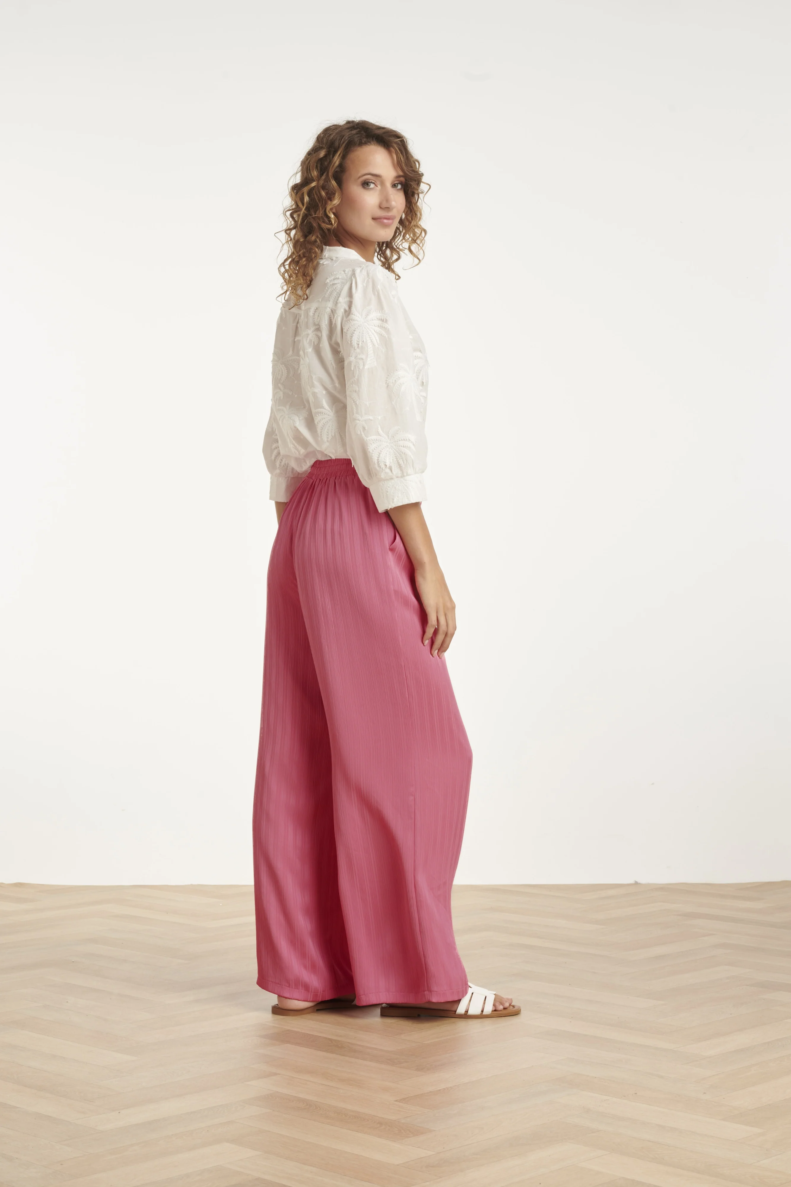 Blouse Met Tropisch Palmborduursel | White - Image 5